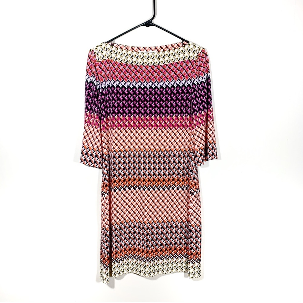 Donna Morgan Boat Neck Midi Retro Shift Dress
